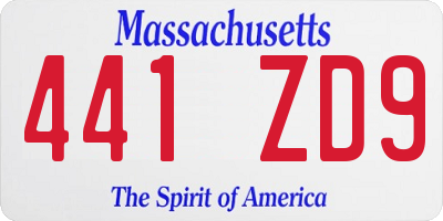 MA license plate 441ZD9