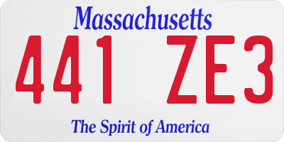 MA license plate 441ZE3