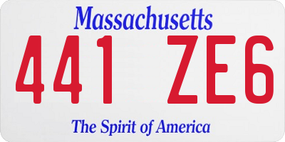 MA license plate 441ZE6