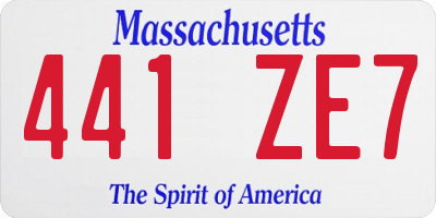MA license plate 441ZE7