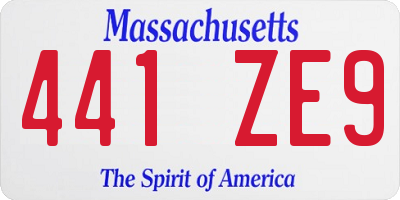 MA license plate 441ZE9