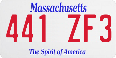 MA license plate 441ZF3