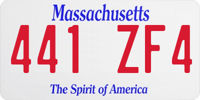 MA license plate 441ZF4