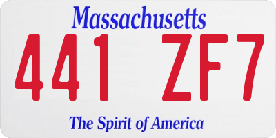 MA license plate 441ZF7