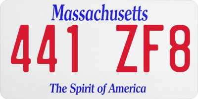 MA license plate 441ZF8