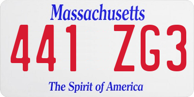 MA license plate 441ZG3