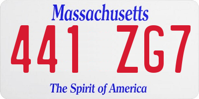 MA license plate 441ZG7