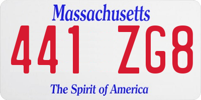 MA license plate 441ZG8