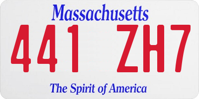 MA license plate 441ZH7