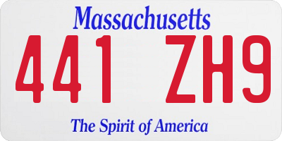 MA license plate 441ZH9