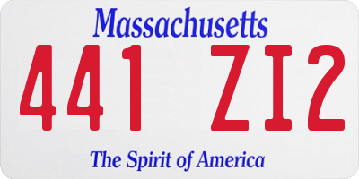 MA license plate 441ZI2