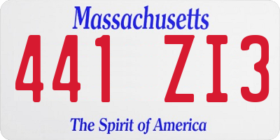 MA license plate 441ZI3