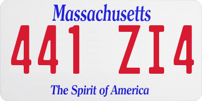MA license plate 441ZI4