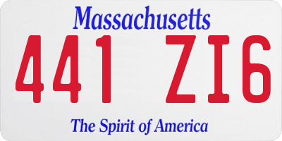 MA license plate 441ZI6