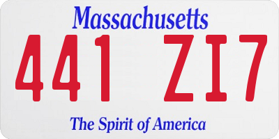 MA license plate 441ZI7