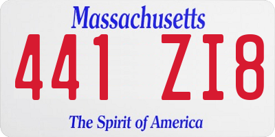 MA license plate 441ZI8