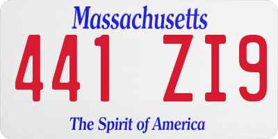 MA license plate 441ZI9