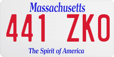 MA license plate 441ZK0