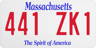 MA license plate 441ZK1