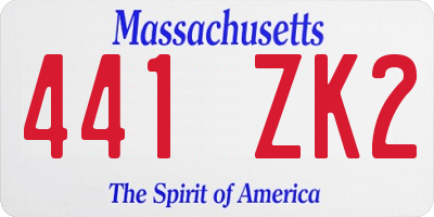 MA license plate 441ZK2