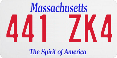 MA license plate 441ZK4
