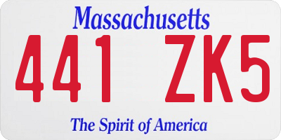 MA license plate 441ZK5