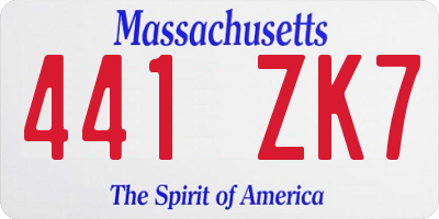 MA license plate 441ZK7