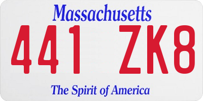 MA license plate 441ZK8