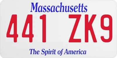 MA license plate 441ZK9