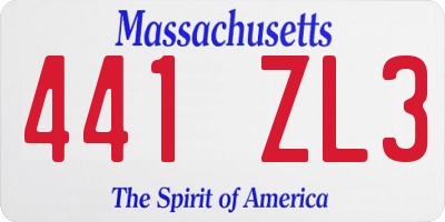 MA license plate 441ZL3