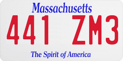 MA license plate 441ZM3