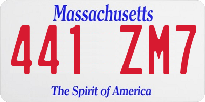 MA license plate 441ZM7