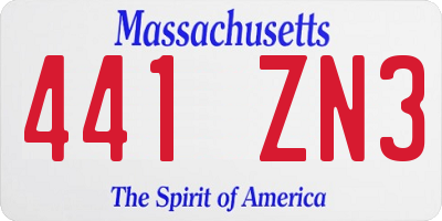 MA license plate 441ZN3