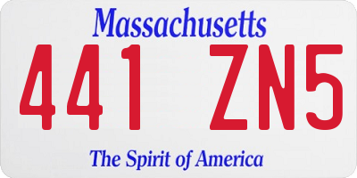MA license plate 441ZN5