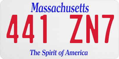MA license plate 441ZN7