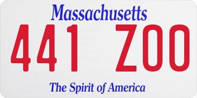 MA license plate 441ZO0