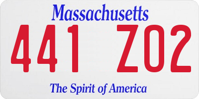 MA license plate 441ZO2