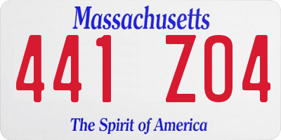 MA license plate 441ZO4