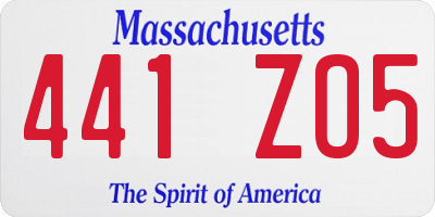 MA license plate 441ZO5