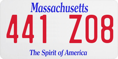 MA license plate 441ZO8