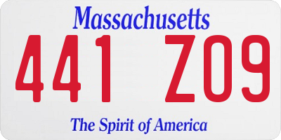 MA license plate 441ZO9