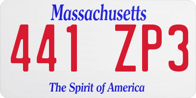 MA license plate 441ZP3