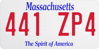 MA license plate 441ZP4