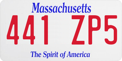 MA license plate 441ZP5