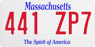MA license plate 441ZP7