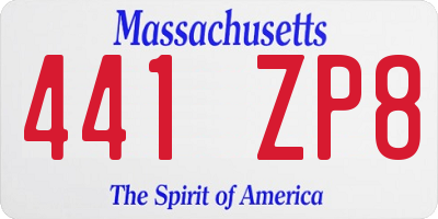 MA license plate 441ZP8