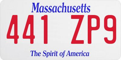 MA license plate 441ZP9