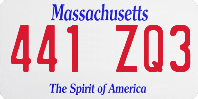 MA license plate 441ZQ3