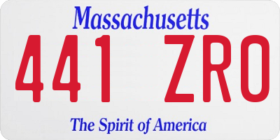 MA license plate 441ZR0