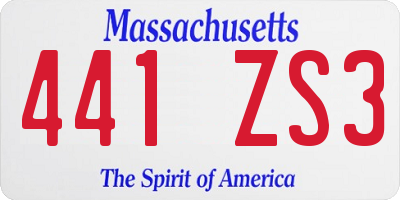 MA license plate 441ZS3